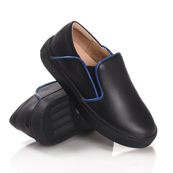 Black/Blue Slip On Sneaker